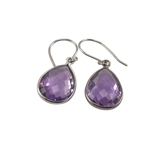 Sterling Silver Amethyst Teardrop Earrings  Gift For Her - Picture 5 of 7